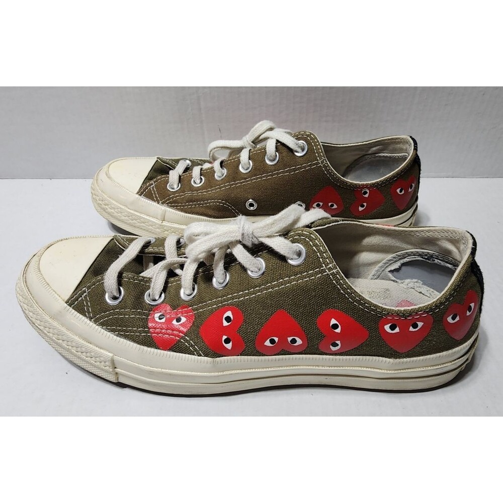 Converse Chuck T. 70 Play Comme Des Garcons Low Multi Heart Olive Green Size 8
